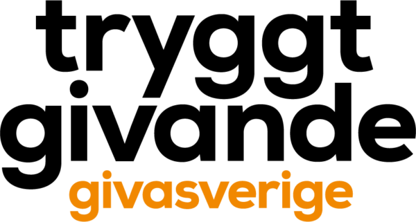Logotyp där det står Tryggt givande och under det står det Giva Sverige